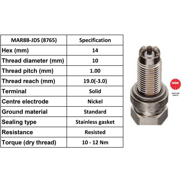 NGK NGK Spark Plug MAR8B-JDS Plugs [Box 10]